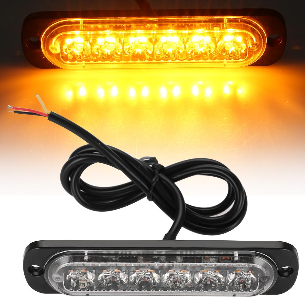 4 Adet 1224V Araba 6 LED Flaş Çakar Acil Durum Uyarı Işığı Izgara Yanıp Sönen Işık Barı Sarı