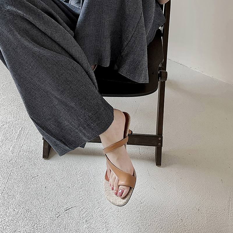 Krazing Pot Sheepskin Mules Summer Size 40 Flip Flops European Design Slip on Thin High Heels Women Peep Toe Sandals