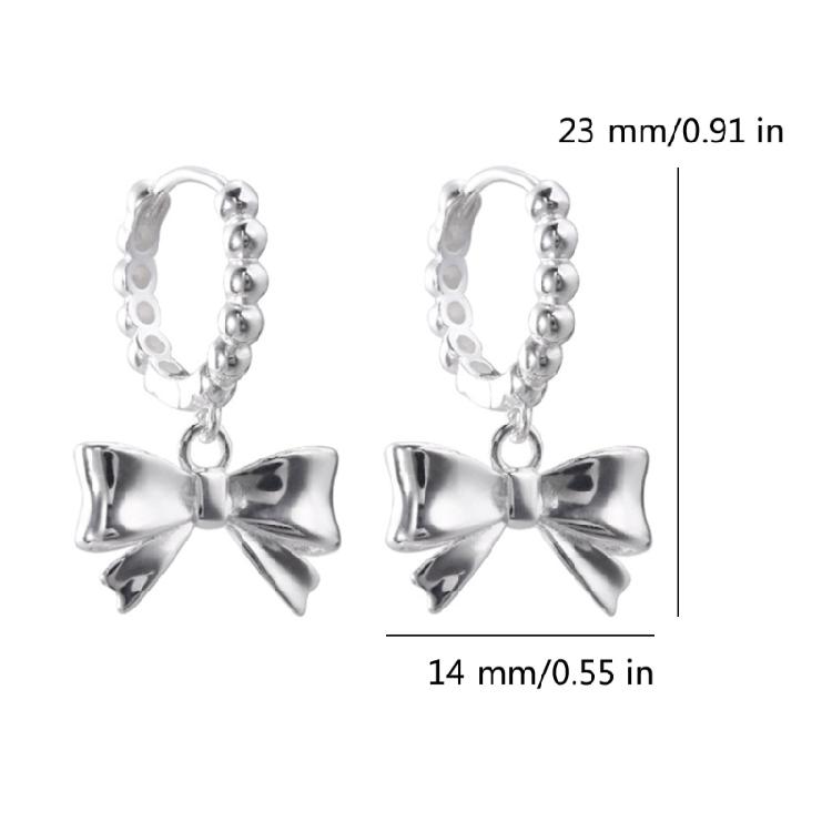 Unique Heart Bowknot Hoop Earrings Fashion Bows Earrings for Women Cute Gift