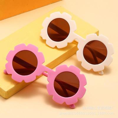 Lunettes de Dessin Animé pour Enfants Lunettes de Soleil à Monture Dépolie Couleur Bonbon Mignon Monture Tournesol Lunettes pour Bébé