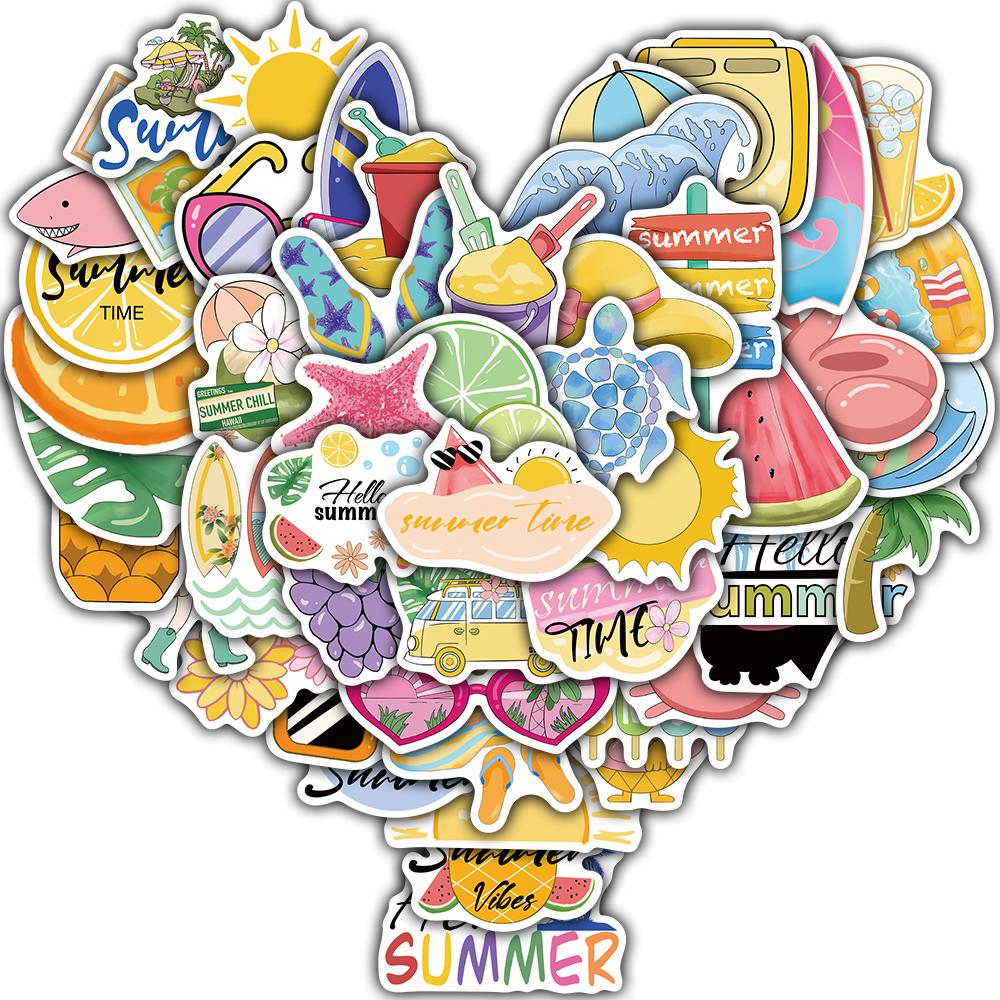 

50/100PCS Summer Chill Vibes Sticker Harajuku Creative Car Motorcycle Laptop Luggage Coffee Motorcycle Suitcase Stickers