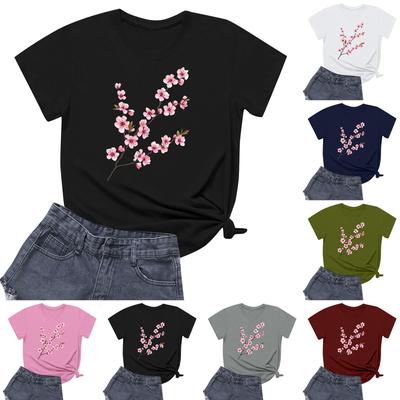 Women's Round Neck Casual Printed Short-sleeved T-shirt Top