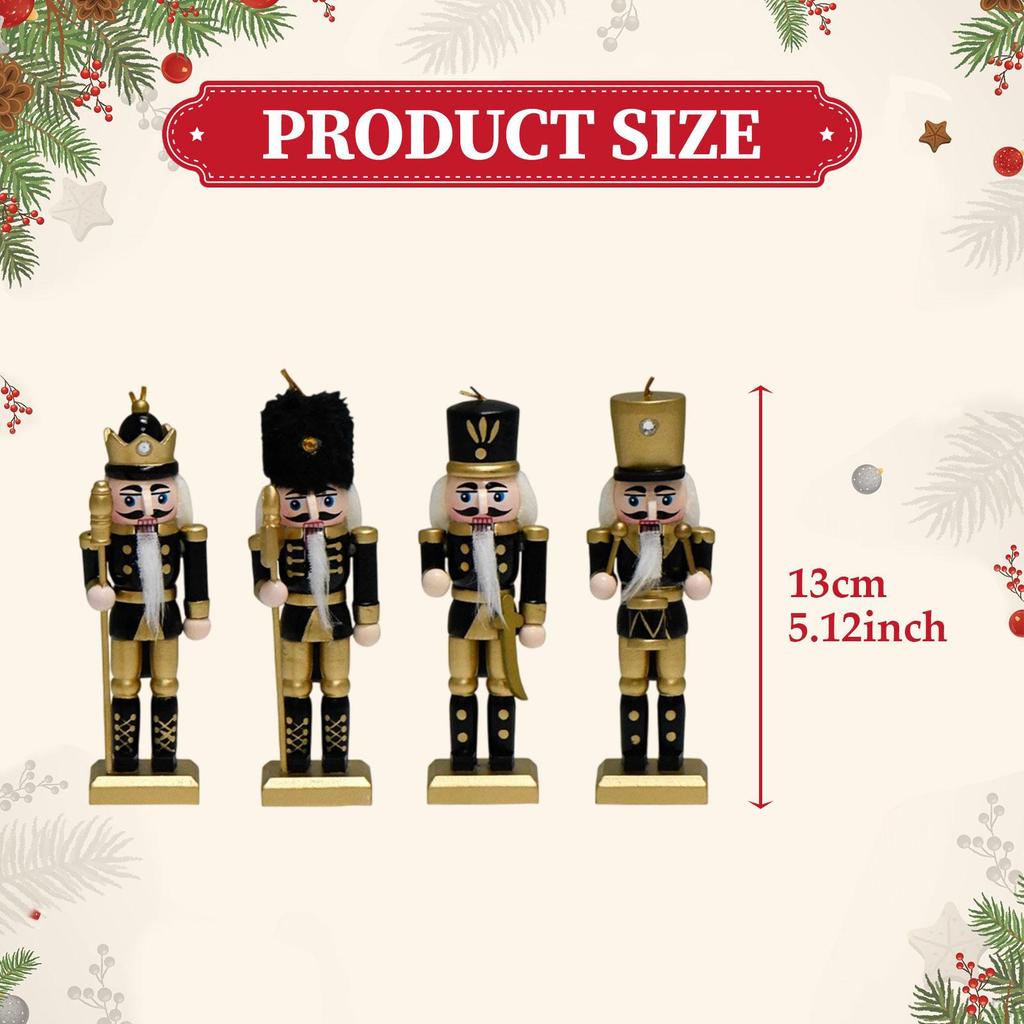 4 Pieces Christmas Nutcracker Hanging Ornaments Gift Arts Crafts Creative Wooden