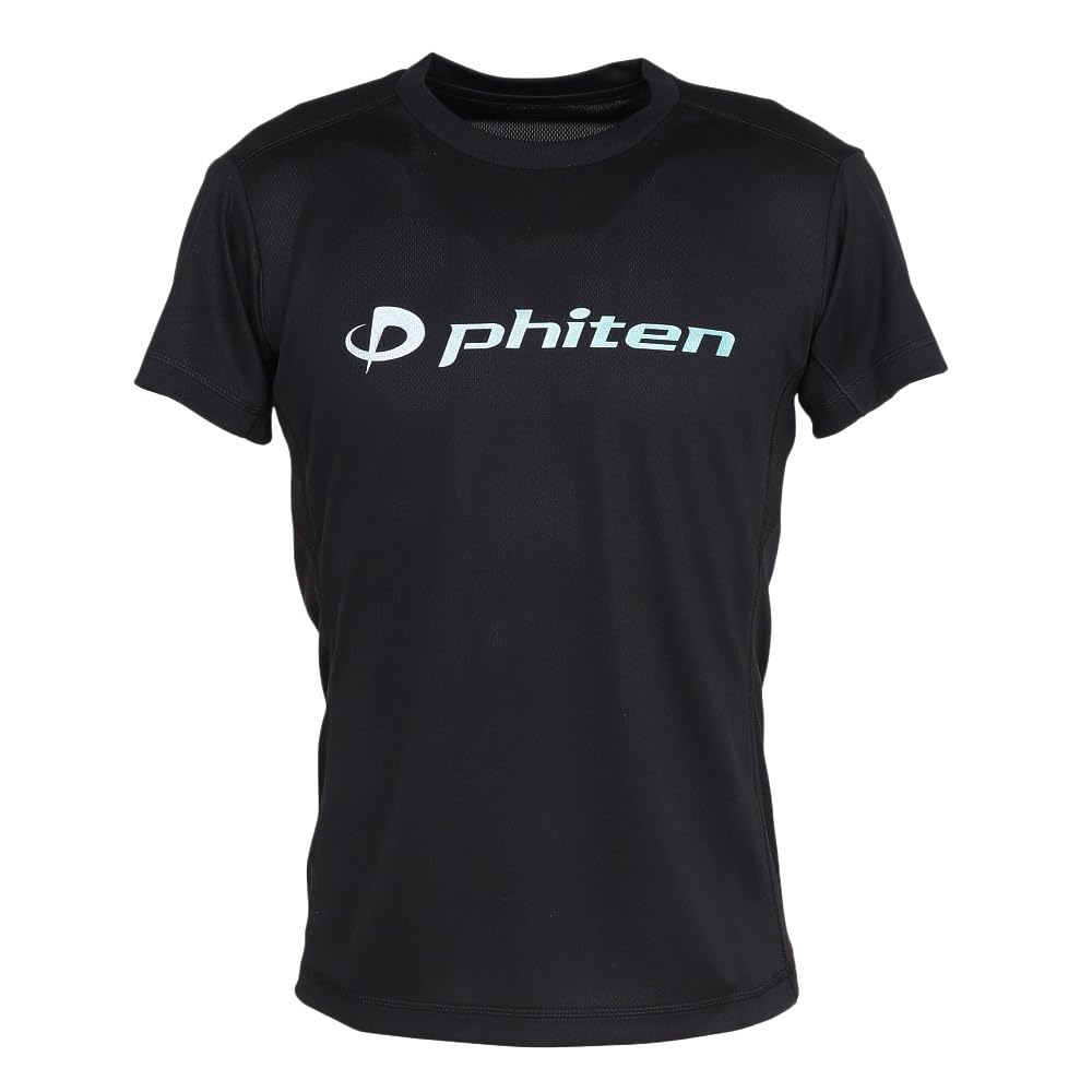 Phiten Volleyball Short Sleeve T-Shirt with Glitter Gradient, Black/Blue, Size L, Men's and Women's, 3125JG66810