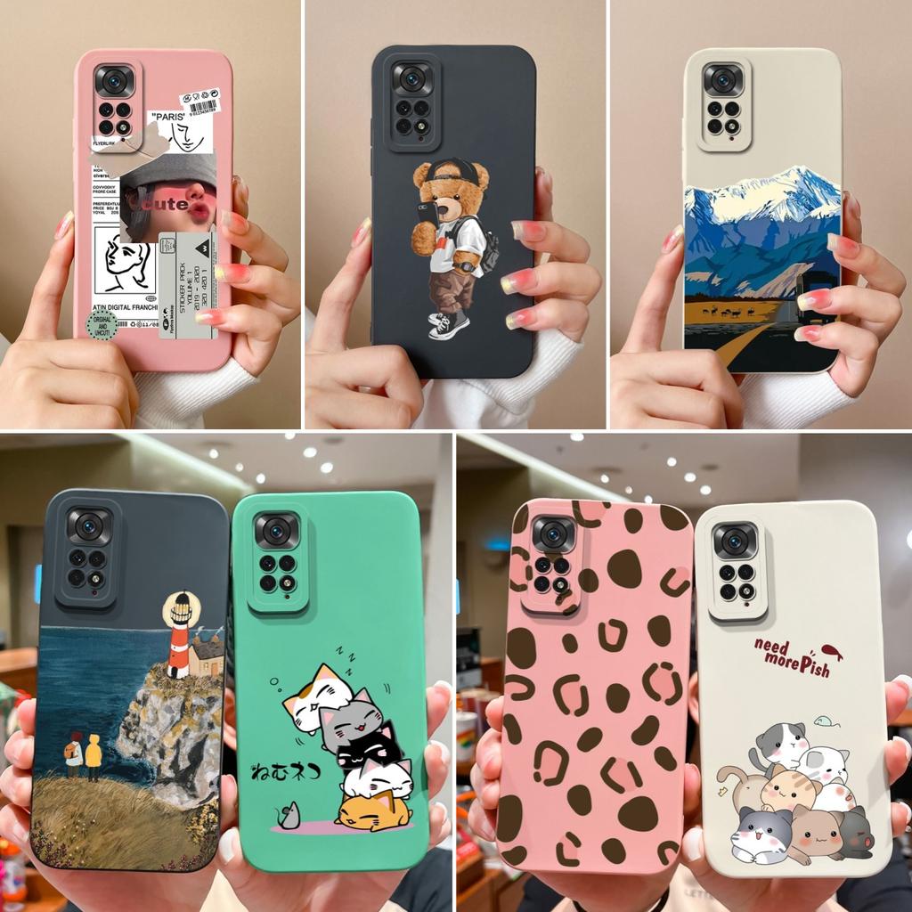 For Xiaomi Redmi Note 11S Cases Cartoon Liquid Silicone Full Coverage Anti Drop Shell For Xiaomi Redmi Note11S 11 S Coque Capa