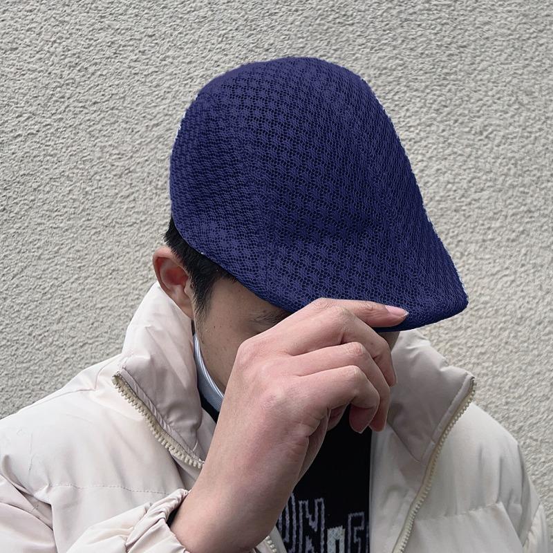 Summer Cotton Casual Beret Caps for Elder Unisex Solid Color Mesh Flat Sun Protection Caps Fashion Breathable Hat for Women Men