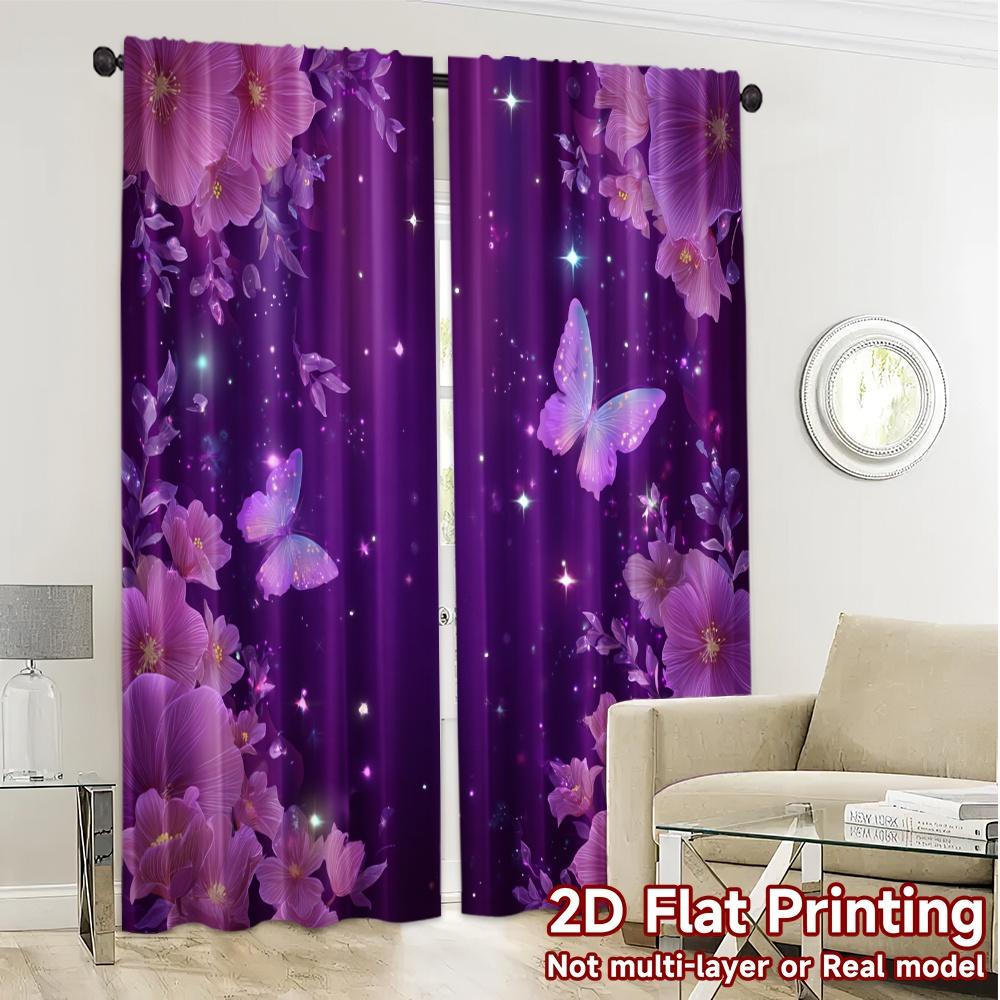 2D Flat Printing  JIT 2pcs   Curtains (Without Rod) Butterfly Bliss Popular Curtains&Drapes Versatile Polyester Fabric Curtains