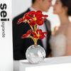 Stylish 3D Crystal Flower Sculpture Hand Cut Red Pink Flowers Modern Wedding Returns Romantic Valentine's Day Gift
