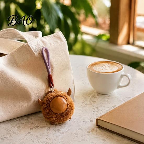 Plush Keychain Animal Keychain, Soft Stuffed Pendant with Braided Cord, Round Cute Decorative Hanging Charm Bunny Sheep for Backpack, Mini Doll