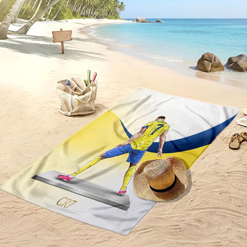 Cristiano Ronaldo Aufdruck Strandtuch Schnelltrocknend Super Saugfähig Weiches Badetuch zum Schwimmen Strand Reisen Fan Souvenir Geschenk