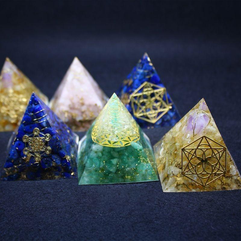 Orgonite Pyramid Chakra Natural Crystal Resin  Craft Jewelry Ornaments Crafts
