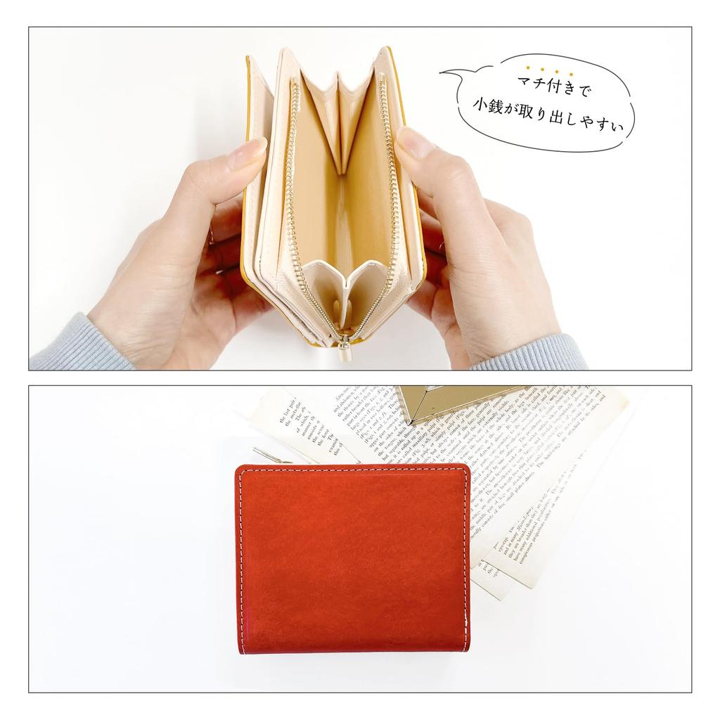 Trendy Yamagishi Leatheria L-Shaped Zipper Bifold Wallet, Genuine Cowhide Leather, Women's, WM-D4-02, Yellow