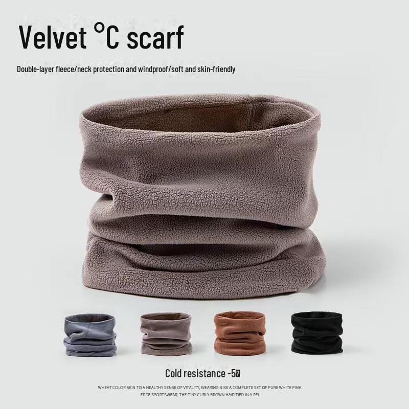 Double-Sided Polar Fleece Scarf: Warm, Cold-Proof, Versatile, Solid Color Neck Pullover for Autumn and Winter