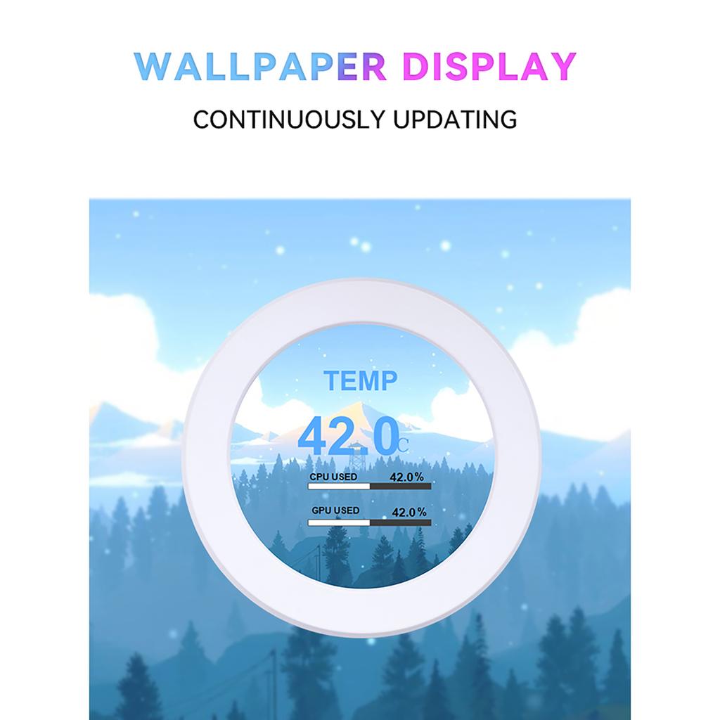 Portable 2.1in IPS Water-Cooled Secondary Screen Comapct Round LCD Display Computers Host CPU GPU Te