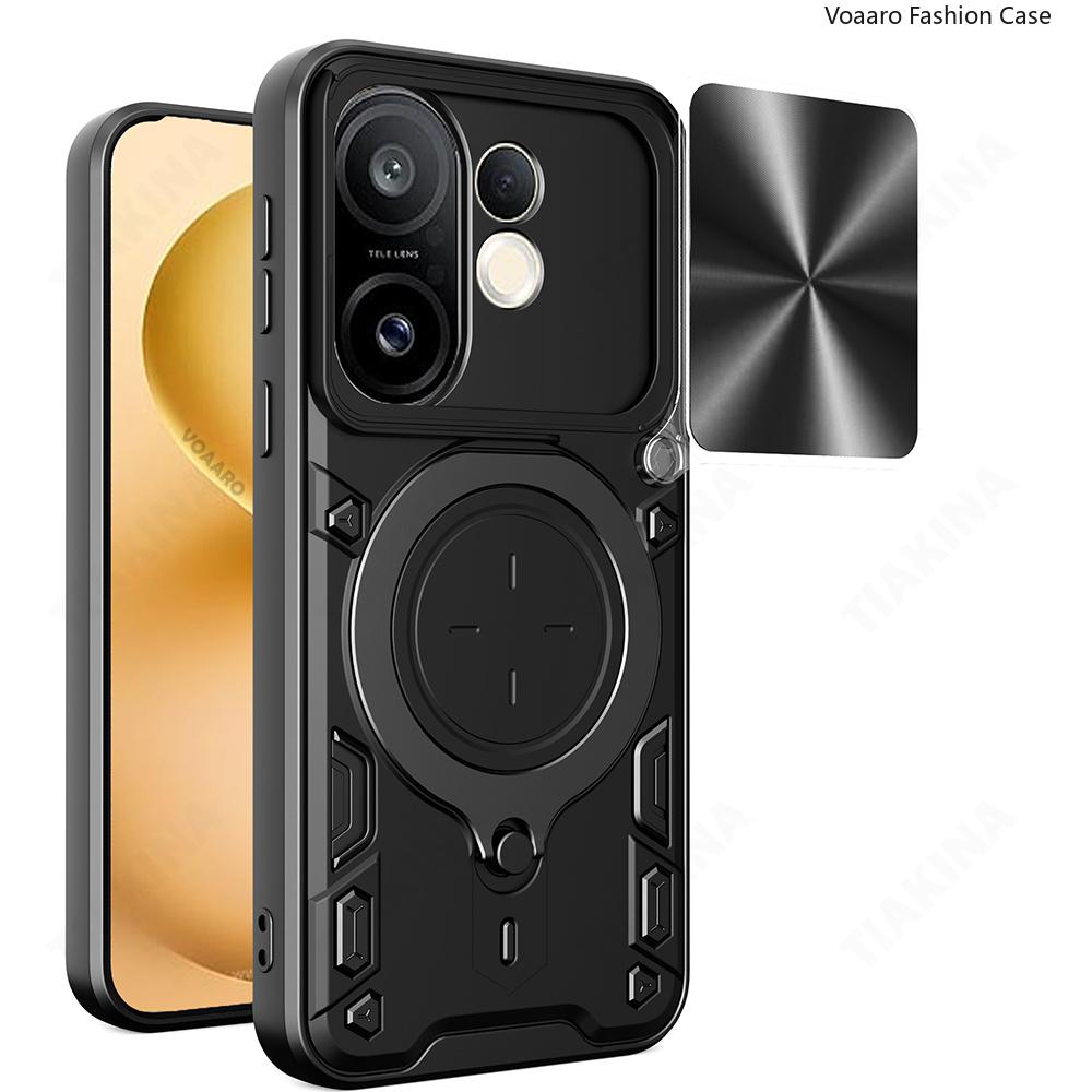 Slide Lens Armor Funda for Vivo X200 FE 5G Case for Vivo S30 Pro Mini 5G Case Magnetic Ring Stand Holder Cover Shockproof Capa