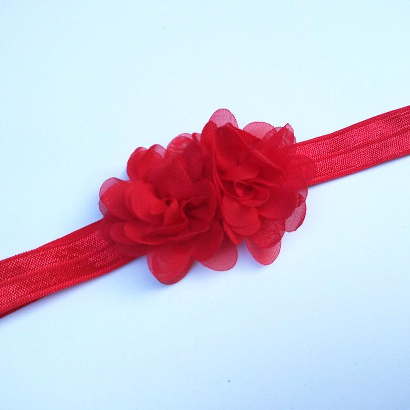 Korean Chiffon Flower Baby Girl Headband - Elastic, Solid Color, Princess Style