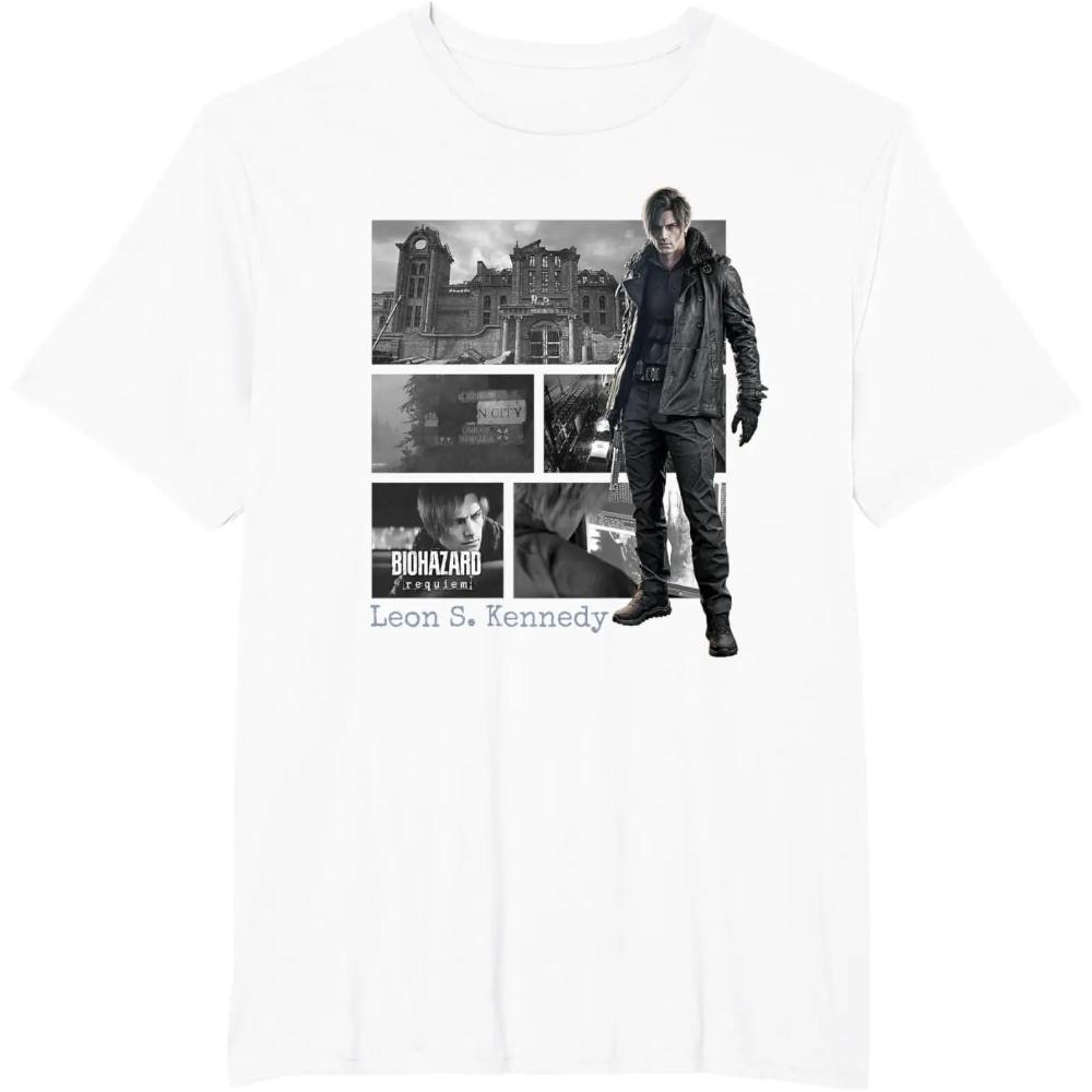 Resident Evil (BIOHAZARD) Leon S. Kennedy Graphic Print Survival Horror Game Fan Merch Streetwear T-Shirt 4XL