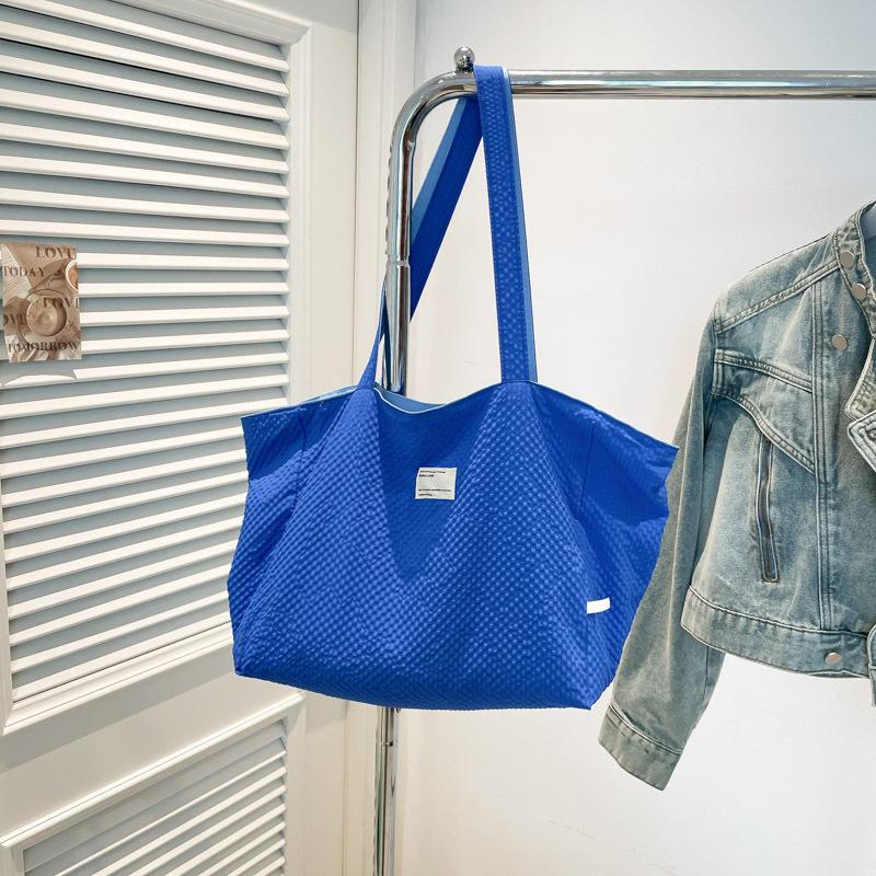 Spring and Summer New Tote Bag Lazy Wind Canvas Bag Simple Double-sided Bag Plaid Contrasting Shopping Bag