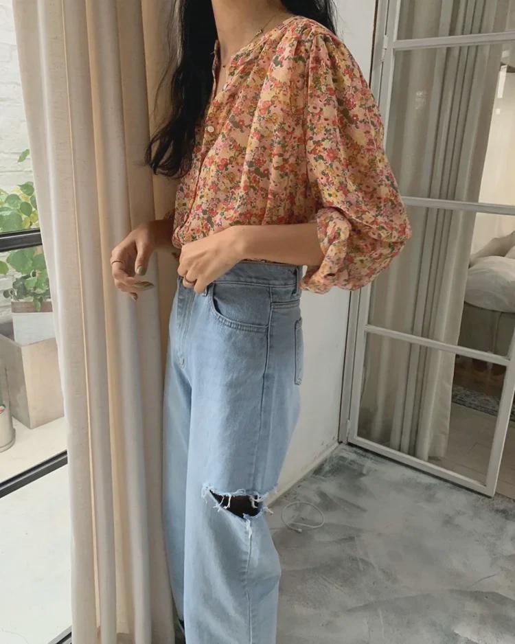 2025 Spring/Autumn Women's Floral Long-Sleeve Single-Breasted Casual Shirt