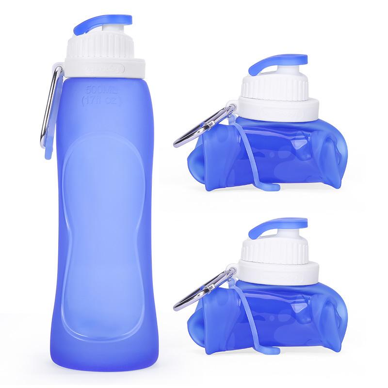 Folding Portable Traveling Cup Food-grade 500ml Silicone Water Bottle Heat-resistant Water Cup Outdoor Use Active Biking Kettle