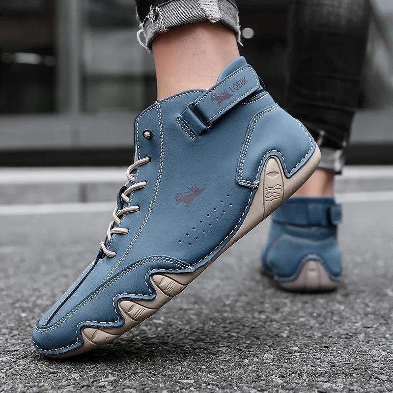 Men's High Leather Lightweight Boots with A Comfortable Breathable Non Slip Sole for Walking Training Suitable Couples Boots