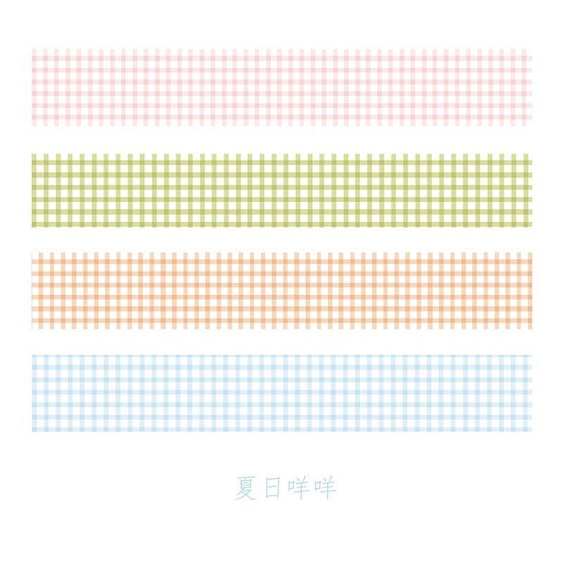 

4rolls Handbook Basic Grid Tape and Paper Girl Heart Small Fresh Color Grid Handbook Material Decorative Stickers