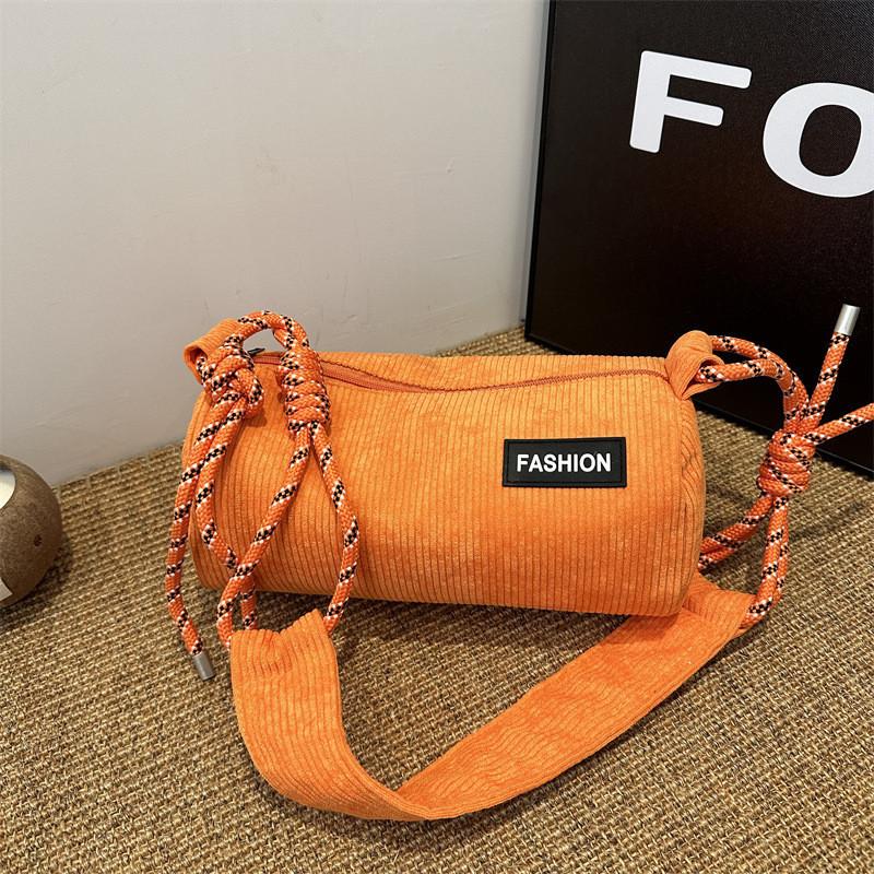 

Stylish Neutral Corduroy Casual 2024 New Trend Boston Bag Crossbody Shoulder Bag
