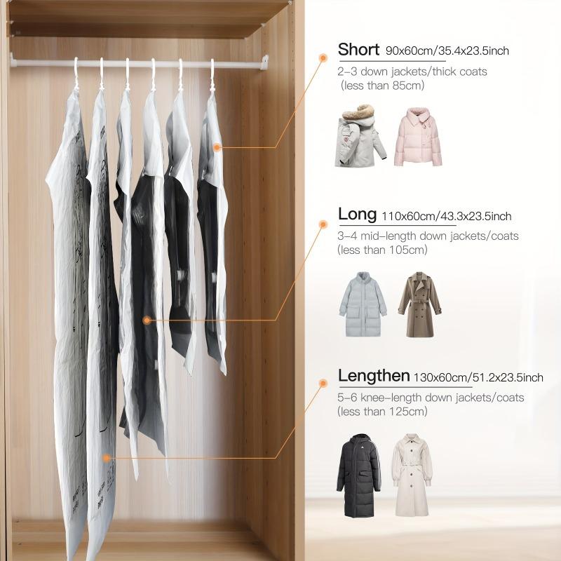 1PCS Hanging Vacuum Storage Bags PET+PE Space Saving Clothes Organizer Down Coat Wardrobe Protector Household Supplies