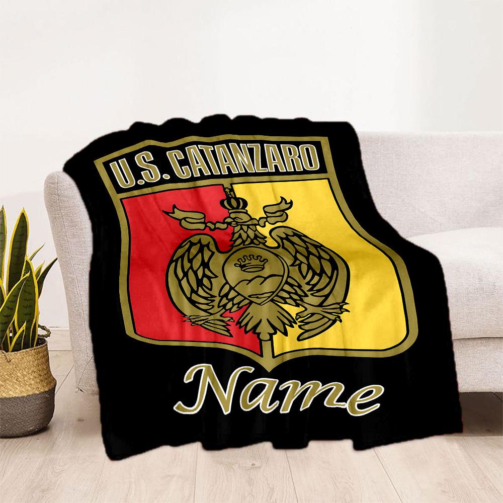 Catanzaro Shield Crest Customize Text Blanket Throw Customizable Blanket Comfortable Great for Bedding Couch Nap Home Decor Four Seasons Multipurpose