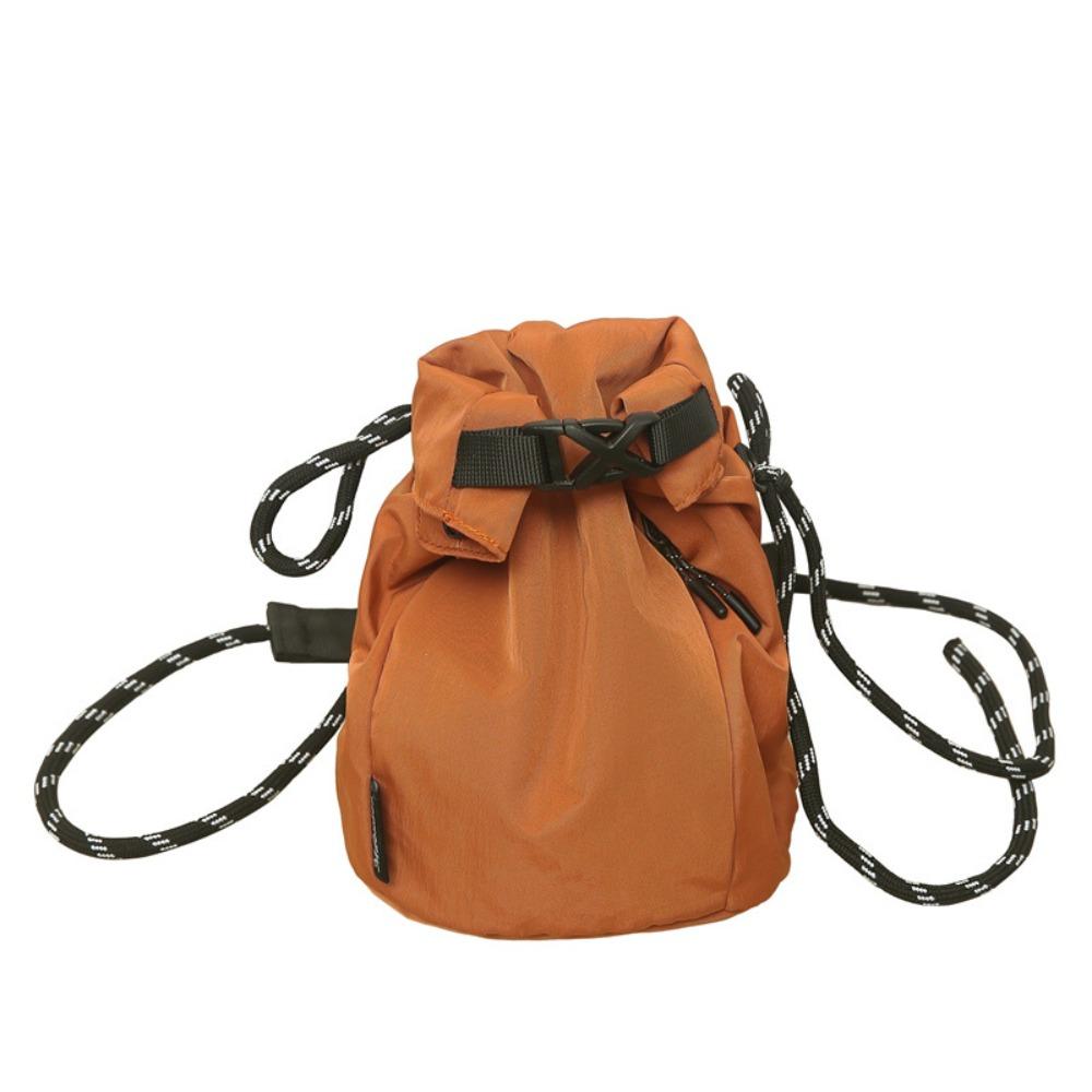 

Korean Style Nylon Shoulder Bag Purse Small Crossbody Bag Simple Drawstring Bucket Bag Travel оранжевый