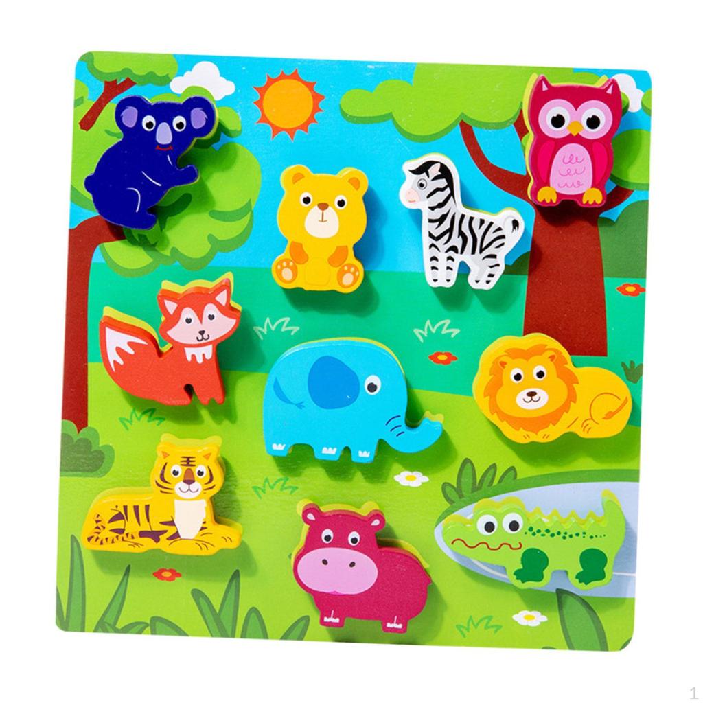 Montessori Wooden Puzzles, Activity Toys, Animal Developmental Toy, Toys for Baby, Toddlers,