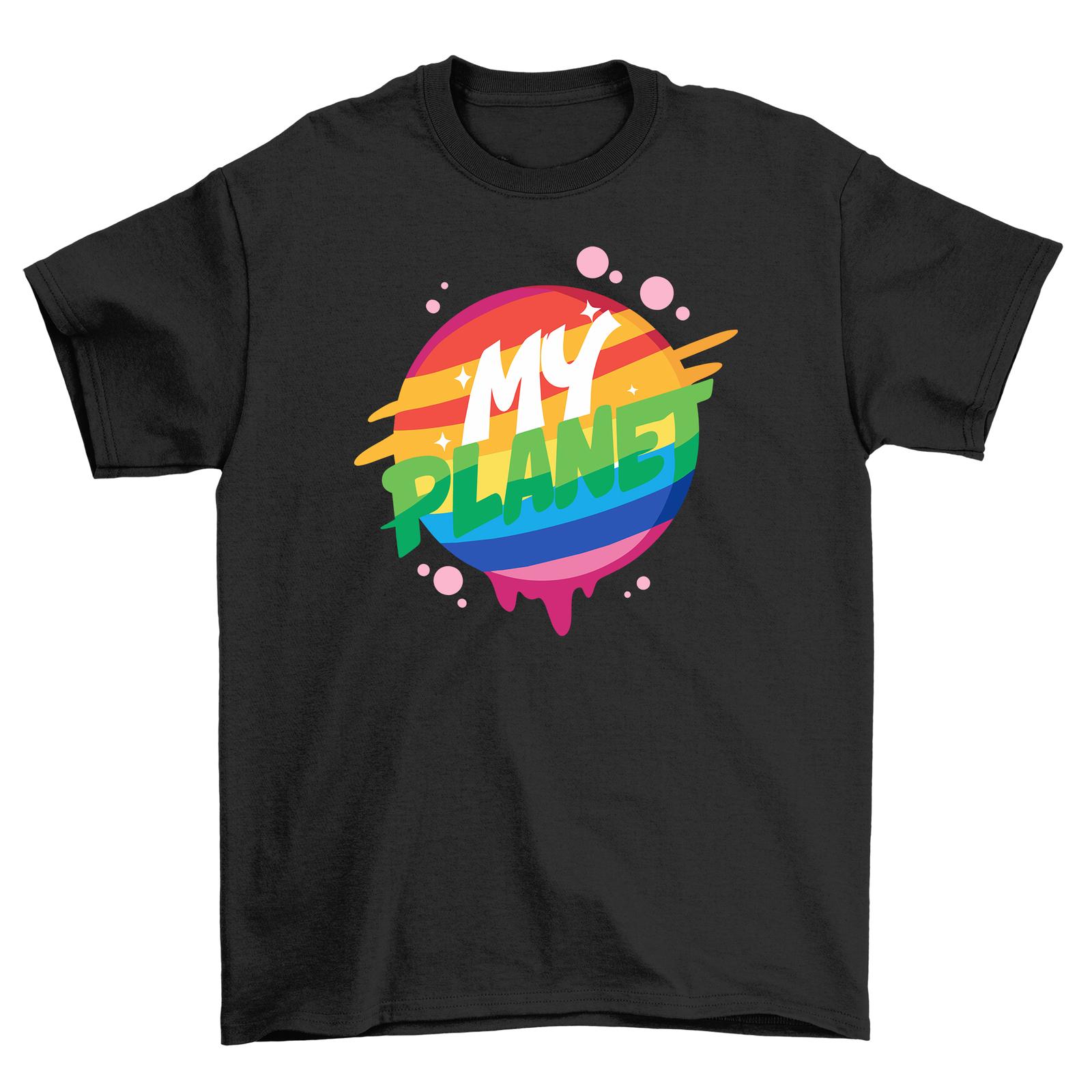 Show off your pride with Pride_84 Rainbow Planet T-Shirt Mens Womens Tees Top! A planet full of lov S