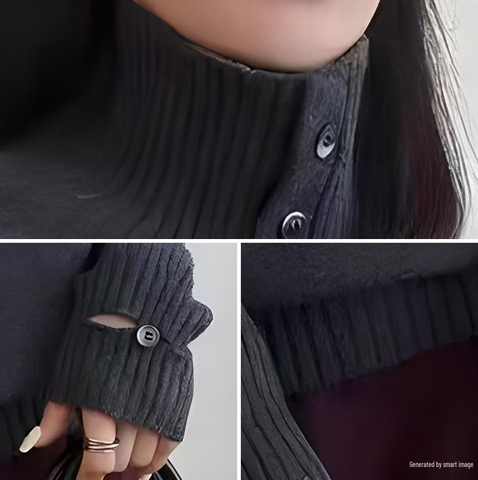 Women's Petite Retro High Neck Knit Pullover: Thick, Loose, Comfy Long Sleeve Sweater