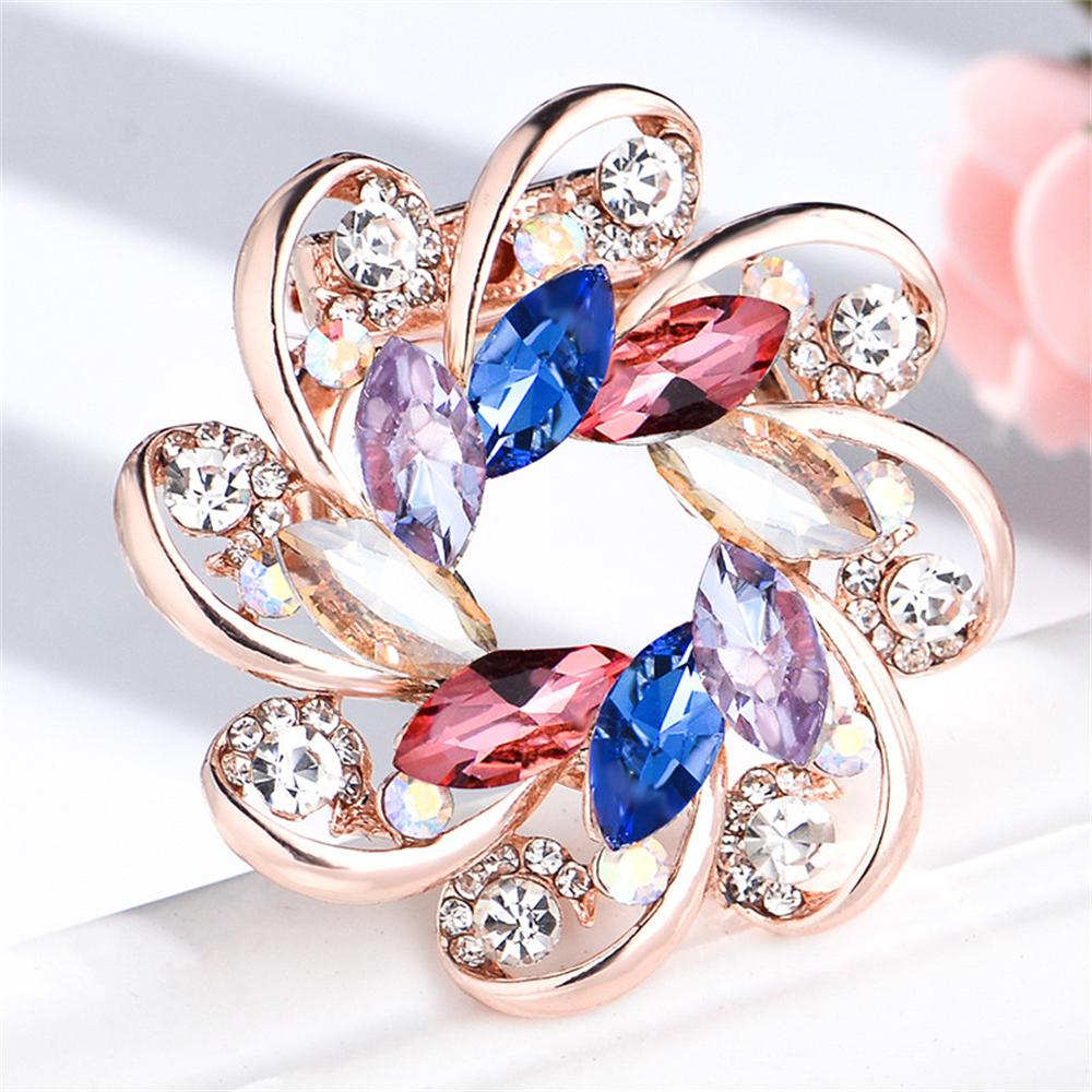 Fashion Colorful Crystal Flower Brooch Pins Female Simple Luxury Design Personality Brooches For Women