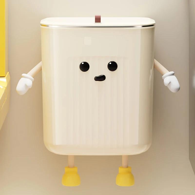 Coș de gunoi creativ UFORU nivel înalt de aspect de uz casnic living bucătărie baie agățat de perete cu capac coș de gunoi cu cusătură