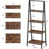YIJIALEA Ladder Shelf, 4-Tier Leaning Ladder Bookshelf, Rustic and Wood Ladder Shelf Bookcase, Industrial Ladder Shelf Storage Rack for Home Office,