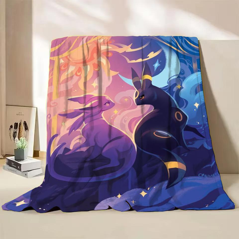 Pokémon Evoli Flanell-Kuscheldecke für Bett Sofa Zuhause Schlafzimmer Büro Reisen Kinder-Überwurfdecke Kinder Winter Warm Weich Geschenke