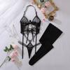 New Fashion Summer Multicolor Bodysuit Set Embroidered Mesh Hollow Out Splicing Sexy Crocheted Lace Decoration