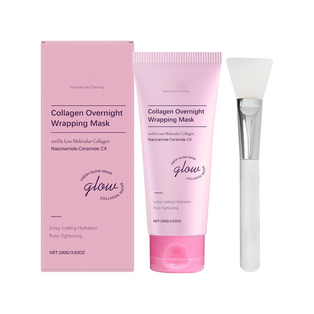 Collagen Night Wrap Peel Mask With Brush, Elasticity, Hydration And Stimulates Collagen,100g,1pc,