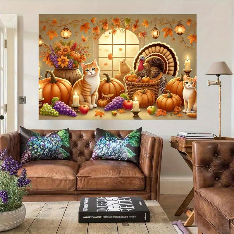 2D theme Thanksgiving harvest background wallpaper - polyester material wall decoration