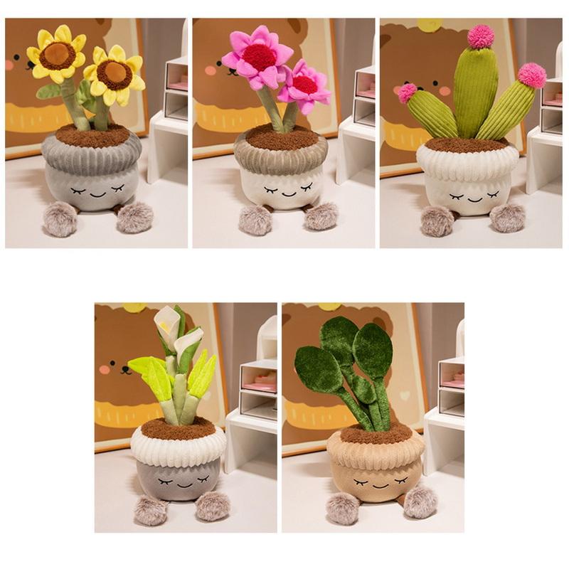 1 Unidad 30Cm Simulación Realista Girasol Peluche Juguete Relleno Adorno Plantas en Maceta Cactus de Floración Abundante Cala Lirio Decoración de Escritorio