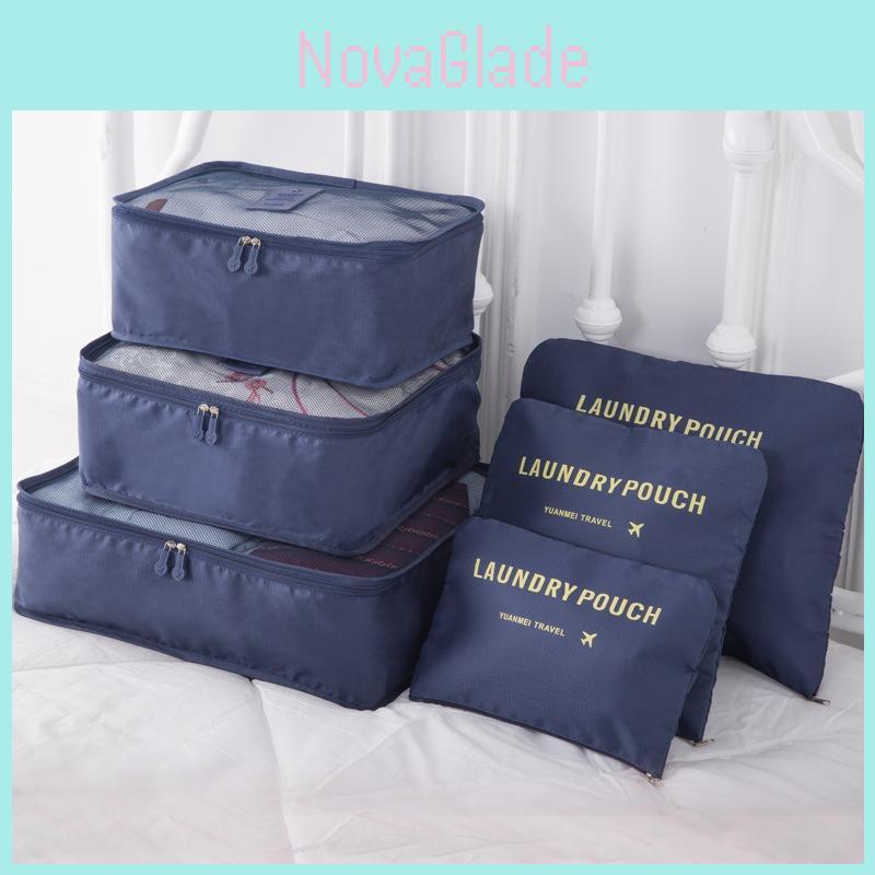 Travel Storage Bags Sixpiece Cubic Set With Multipurpose Compartments For Suitcase Organization