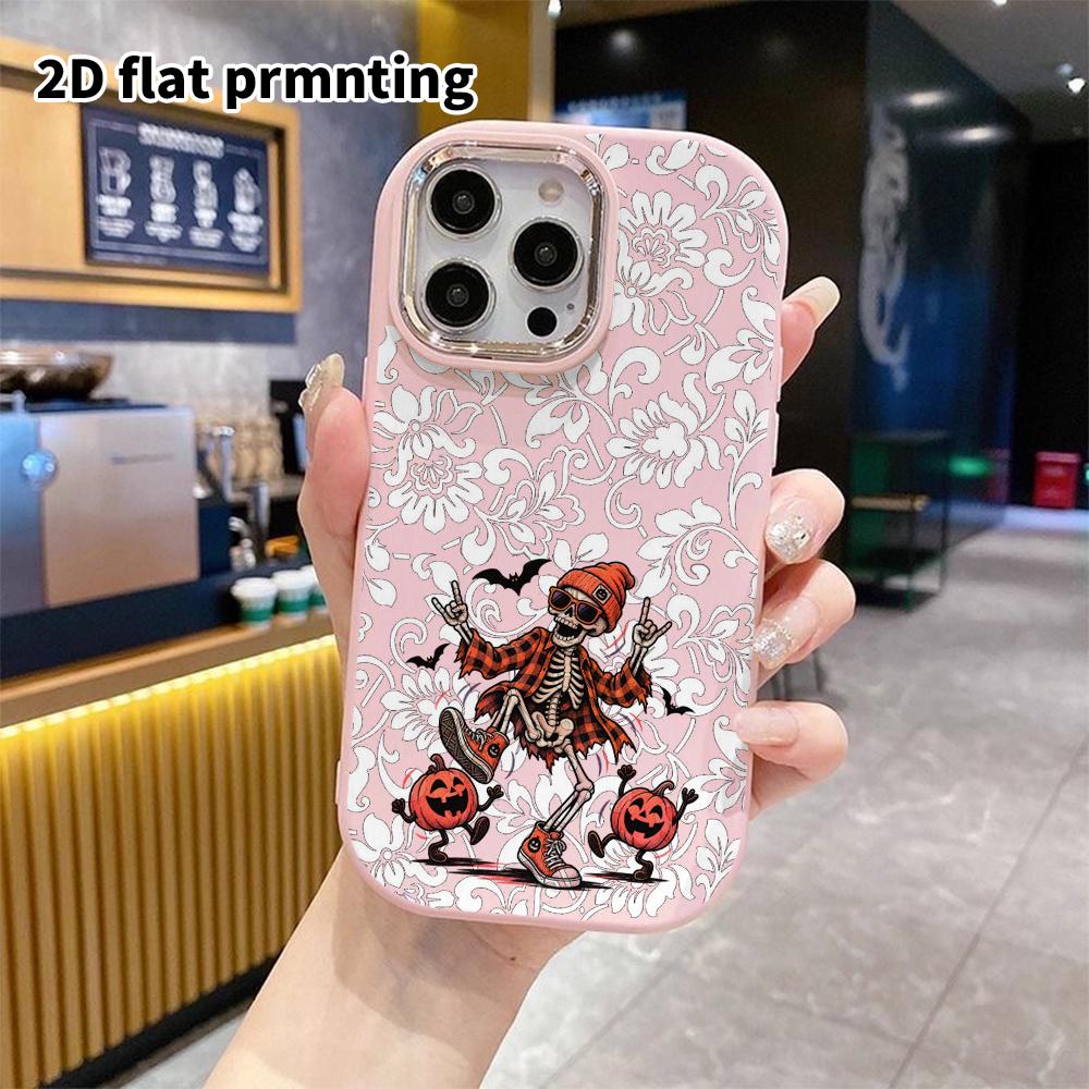 Phone Case: 2D Flat Design Suitable for iPhone 18 17 16 15 14 13 Pro Protective Case, Couple Style, Dancing Skeleton, Christmas and Halloween Gift