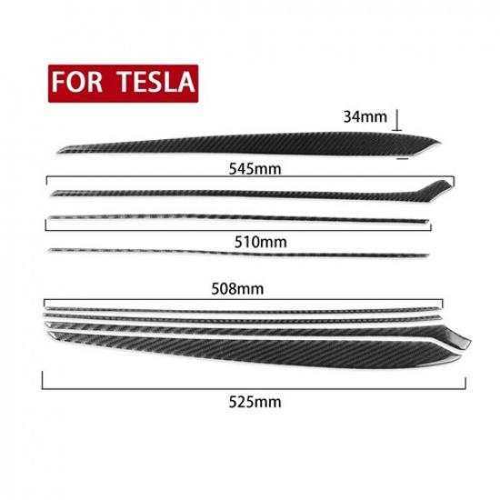 8Pcs Carbon Fiber Interior Door Panel Cover Trim For Tesla Model 3/Y 2017-