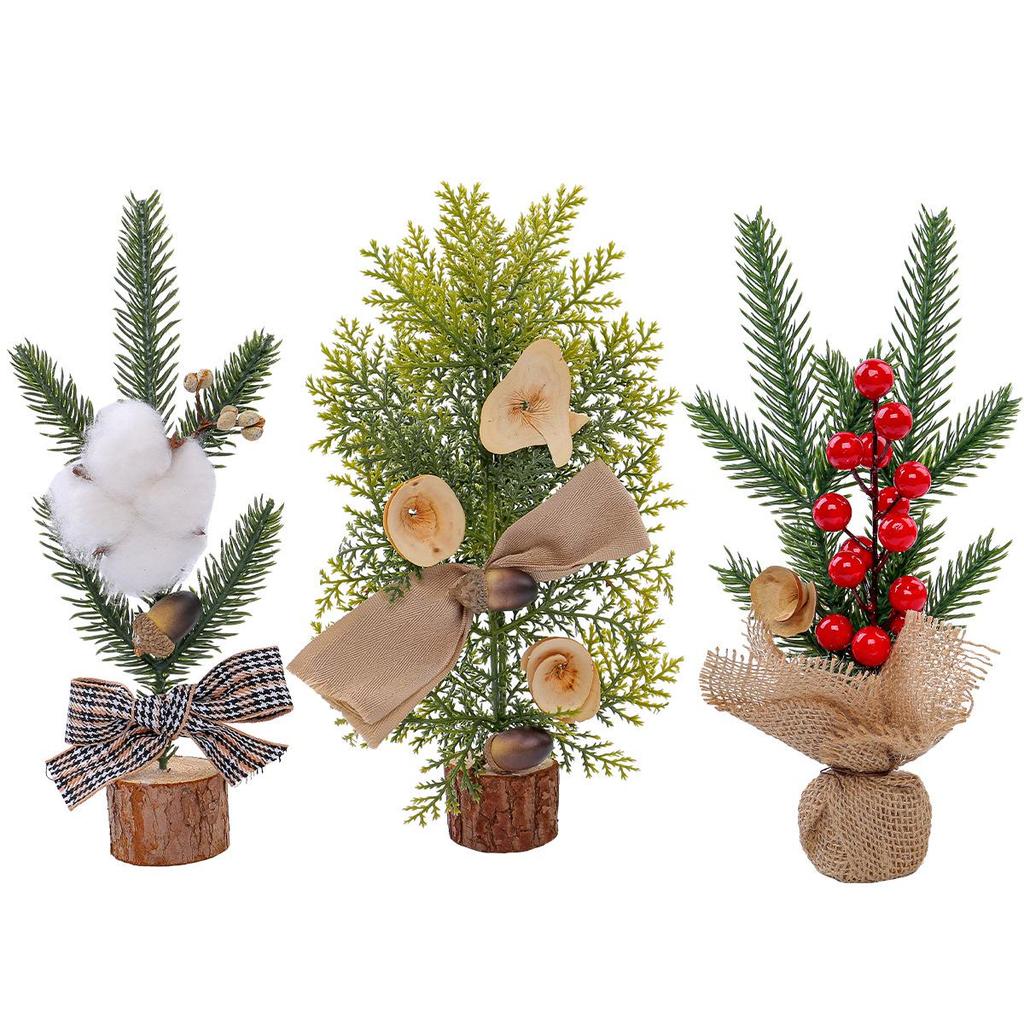 25CM Mini Christmas Tree Ornament for Tabletop or Window Display - Festive Potted Decoration