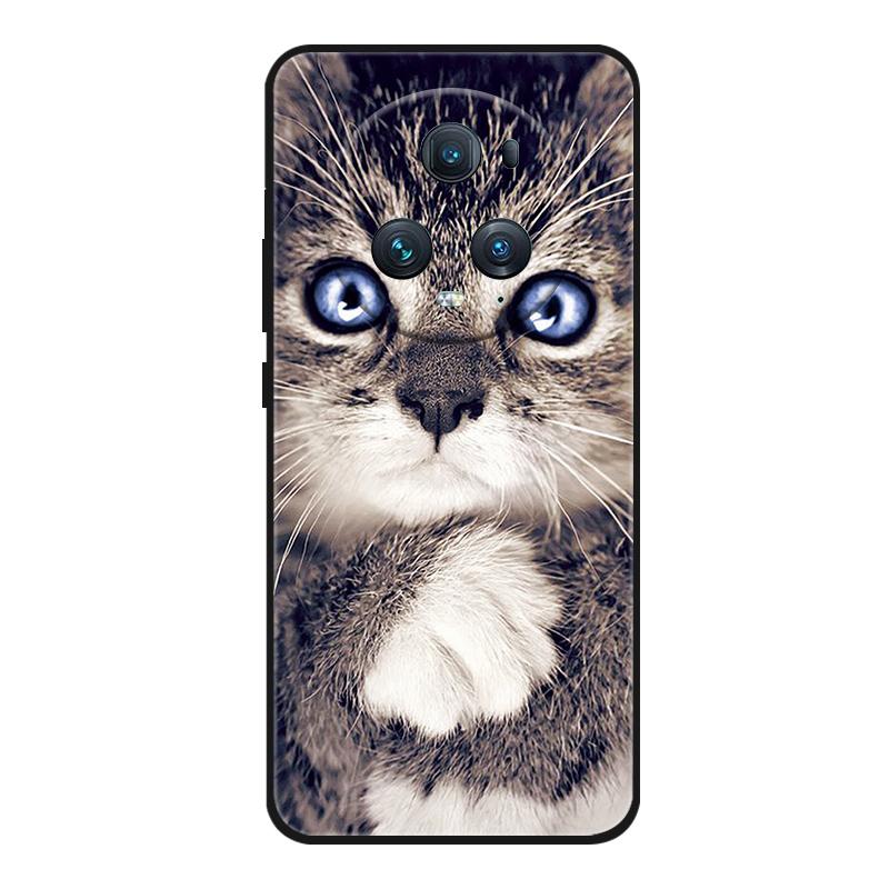 Funda For Honor Magic 5 Pro Phone Case Cute Cartoon Cat Black Silicone Soft Back Cover Case For Honor Magic5 Pro Case PGT-AN10