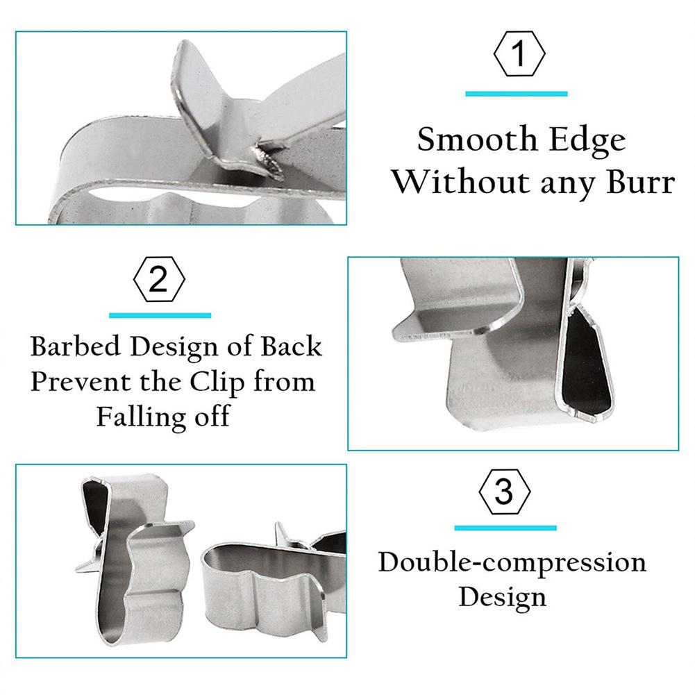 10/30/100Pcs Solar Panel Cable Clips Stainless Steel PV Wire Clip Fixing Clampsfor Home Photovoltaic Modules Cable Organizer