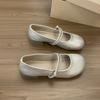 French evening breeze silver Mary Jane shoes women's 2025 summer new models with skirts, small leather shoes, thick heel, beautiful single shoes