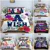 Beautiful Flowers LOVE Duvet Cover Set For Bedroom Decor Luxury Bedding Set English Letters Background King Bedclothes