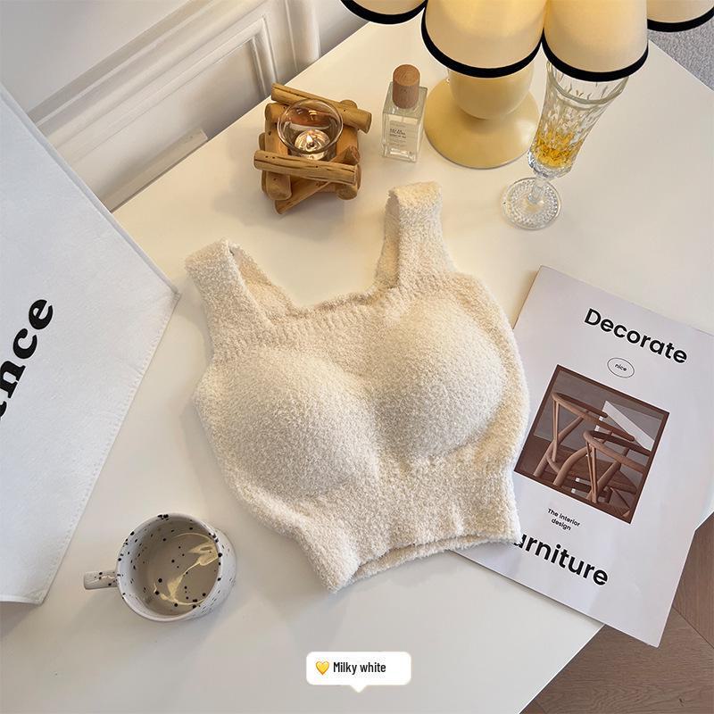 

Встроенный жилет-комбинезон из плюша ягненка с нагрудными подушечками — теплый слой без бюстгальтера для осени и зимы L (105-130 lbs)